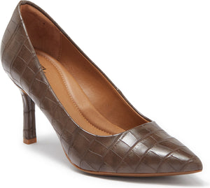 NORDSTROM RACK Paige Leather Pump, Main, color, BROWN CHOCOLATE CROCO