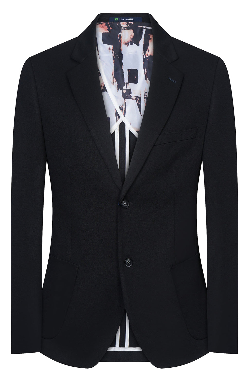 TOM BAINE Notch Collar Two Button 4-Way Stretch Jacket, Main, color, BLACK