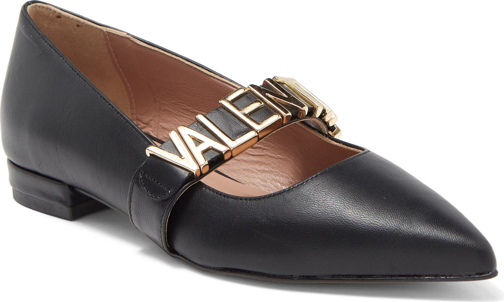 VALENTINO BY MARIO VALENTINO Claudia Logo Strap Flat, Main, color, BLACK