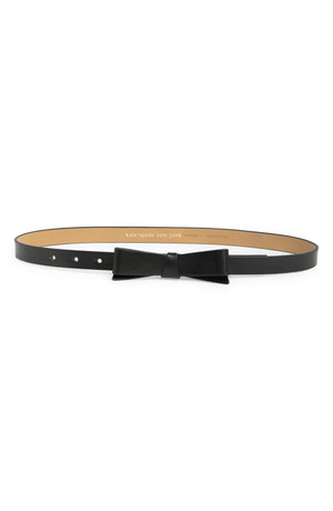 KATE SPADE NEW YORK leather bow belt, Main, color, BLACK