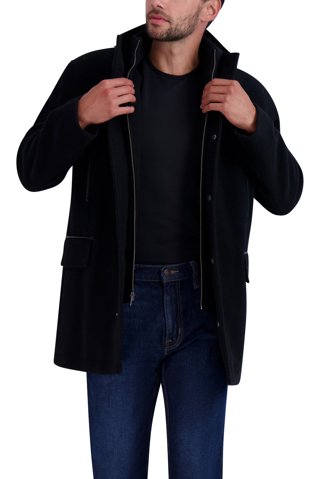 Cole Haan Plush Wool Blend Coat, Main, color, BLACK