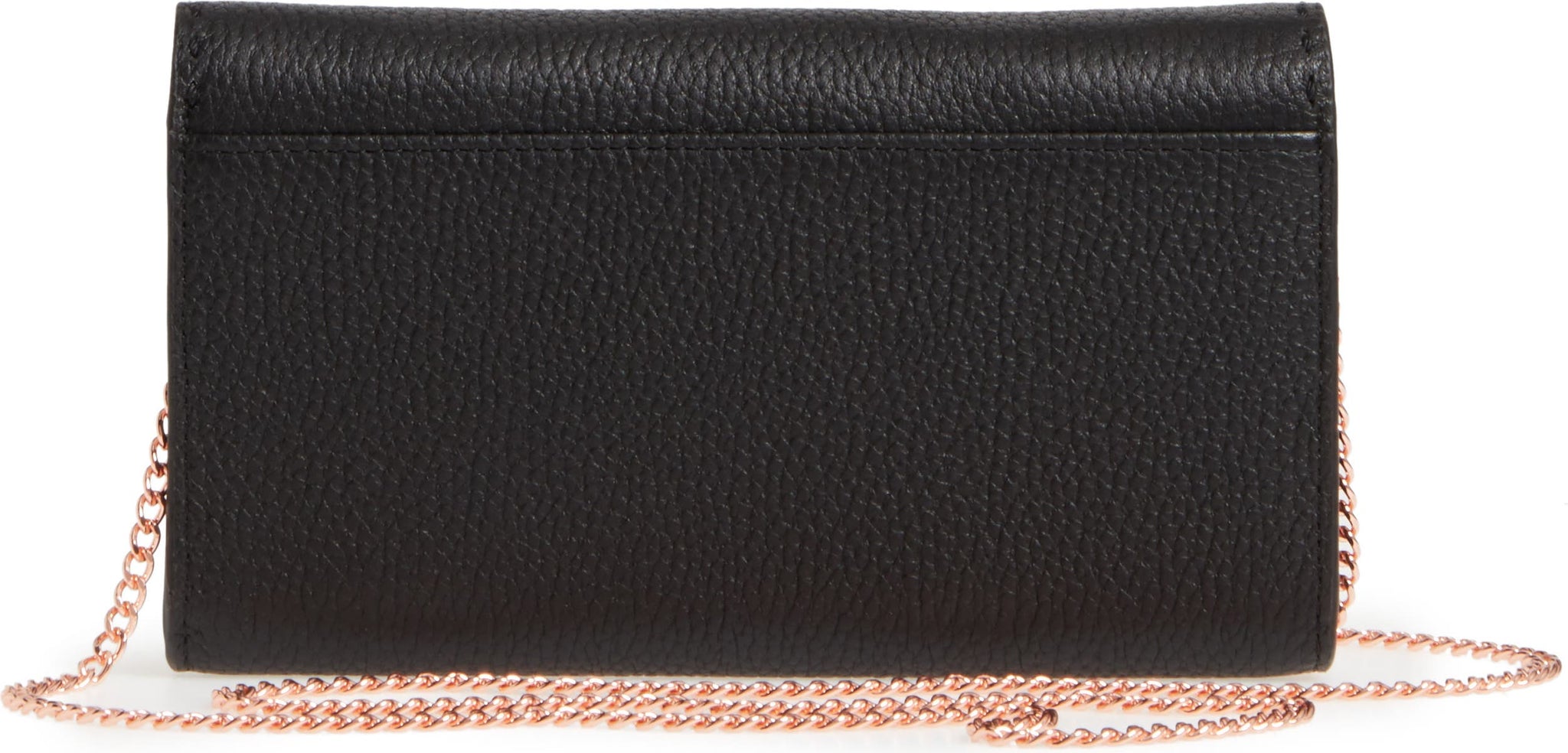 TED BAKER LONDON Janet Leather Crossbody Matinée Wallet on a Chain, Alternate, color, BLACK