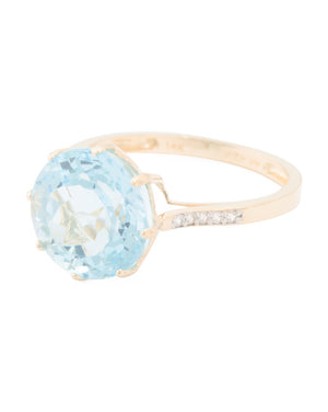 14kt Gold Blue Topaz Multi Prong Ring