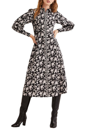 BODEN Floral Empire Long Sleeve Cotton Shirtdress