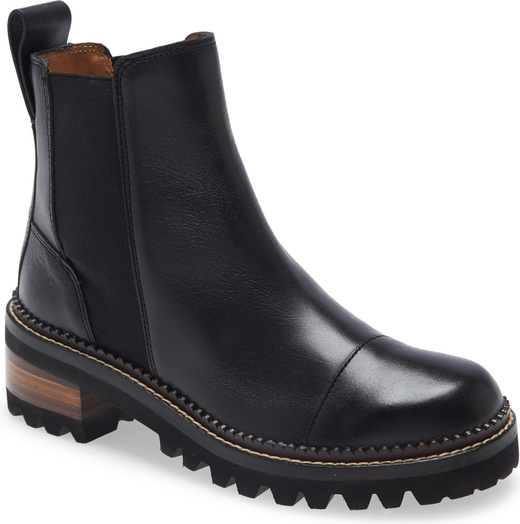 SEE BY CHLOÉ Mallory Lug Chelsea Boot, Main, color, BLACK