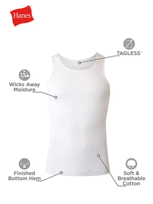 Hanes Men's Super Value Pack White Tank Undershirts, 10 Pack - image 6 of 9