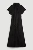 Georgette Tie Neck Woven Midi Dress