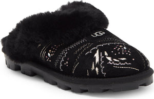 UGG<SUP>®</SUP> Coquette Gold Burst Genuine Shearling Lined Slipper, Main, color, BLACK