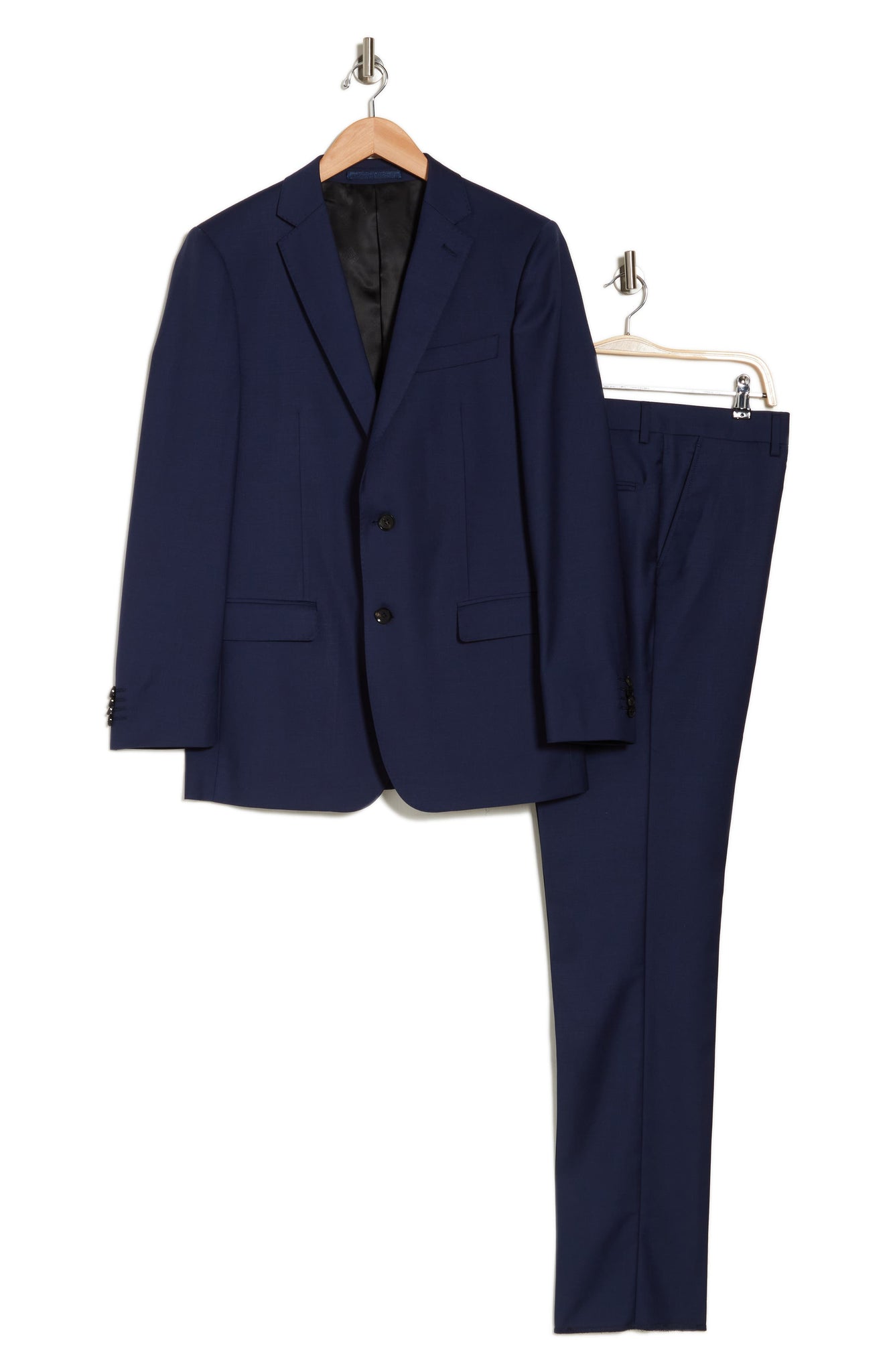 Cavalli Class Two Button Peak Lapel Slim Fit Wool Suit, Alternate, color, BLUE