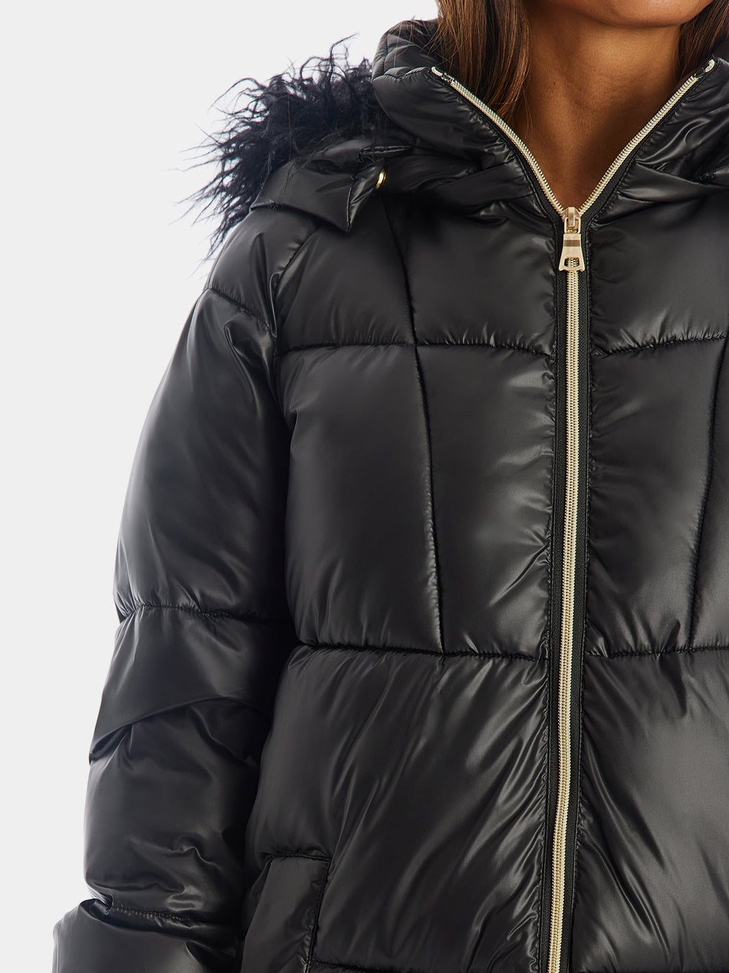 Detachable Hood Side Zip Puffer Jacket
