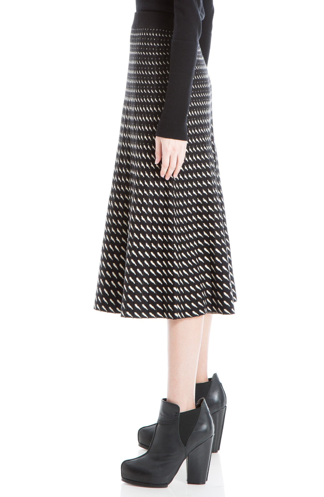 MAXSTUDIO Patterned Sweater Midi Skirt, Main, color, BLACK/ BONE RAIN STRIPE