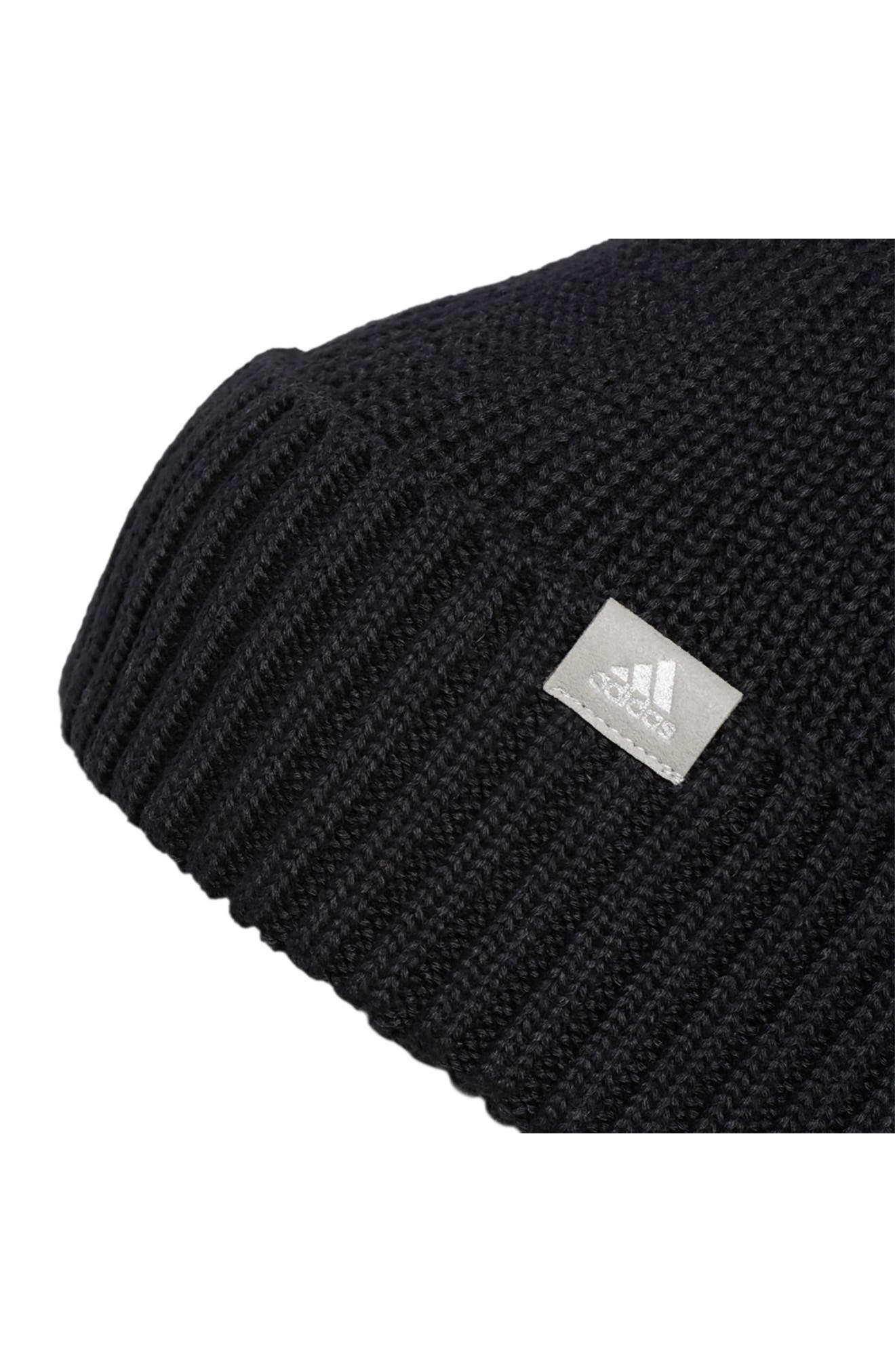 ADIDAS Folded Knit Beanie, Alternate, color, BLACK