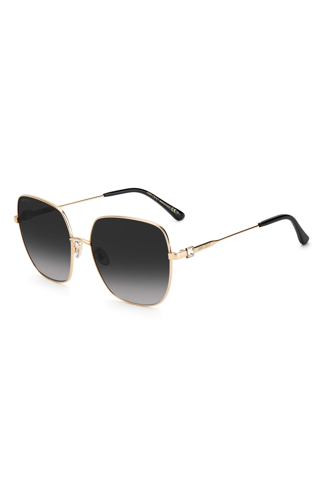 JIMMY CHOO 60mm Oversize Rounded Sunglasses, Alternate, color, GOLD BLACK / DARK GREY SHADED