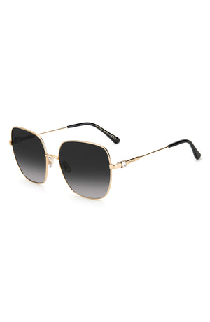 JIMMY CHOO 60mm Oversize Rounded Sunglasses, Alternate, color, GOLD BLACK / DARK GREY SHADED