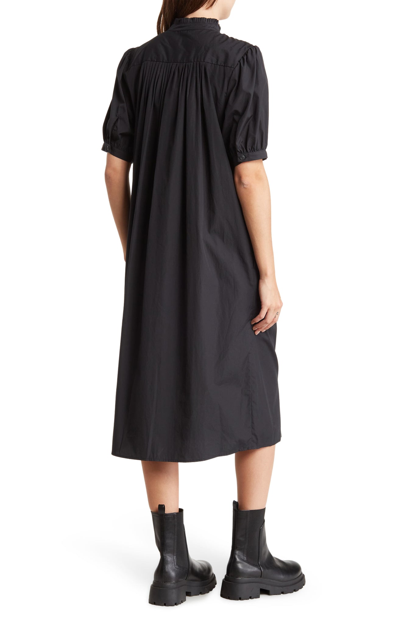 rag & bone Jordan Cotton Midi Shirtdress, Alternate, color, BLACK