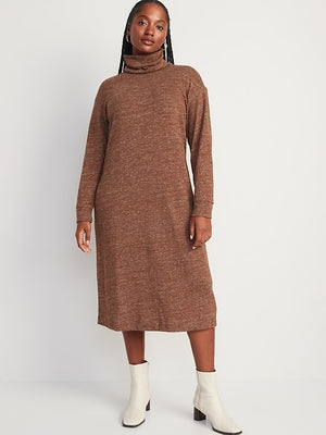 Image number 5 showing, Long-Sleeve Turtleneck Midi Sweater Shift Dress for Women
