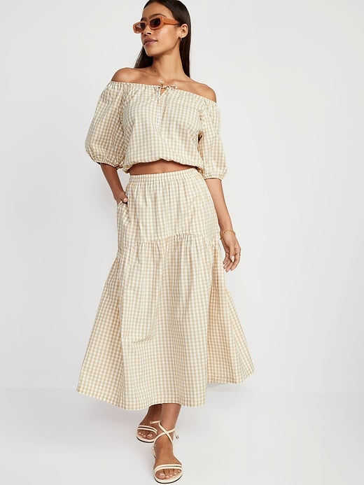 Image number 3 showing, Tiered Gingham Maxi Skirt for Women