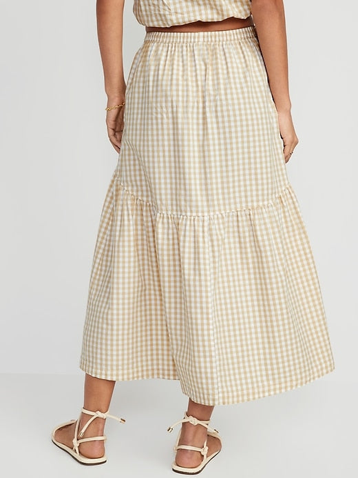 Image number 2 showing, Tiered Gingham Maxi Skirt for Women