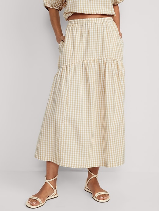 Image number 1 showing, Tiered Gingham Maxi Skirt for Women
