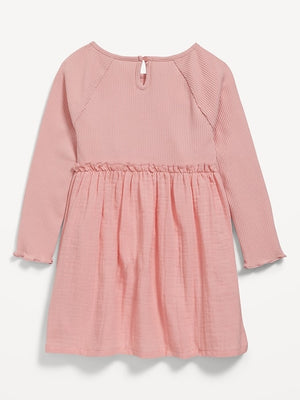View large product image 2 of 2. Long-Sleeve Textured-Knit Fit & Flare Dress for Toddler Girls
