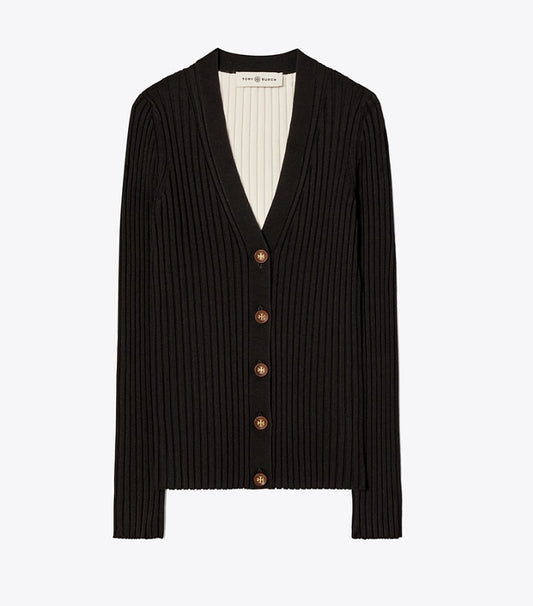 COLORBLOCK RIBBED CARDIGAN
