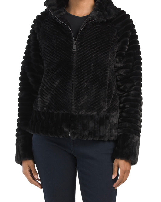 Textured Faux Fur Jacket