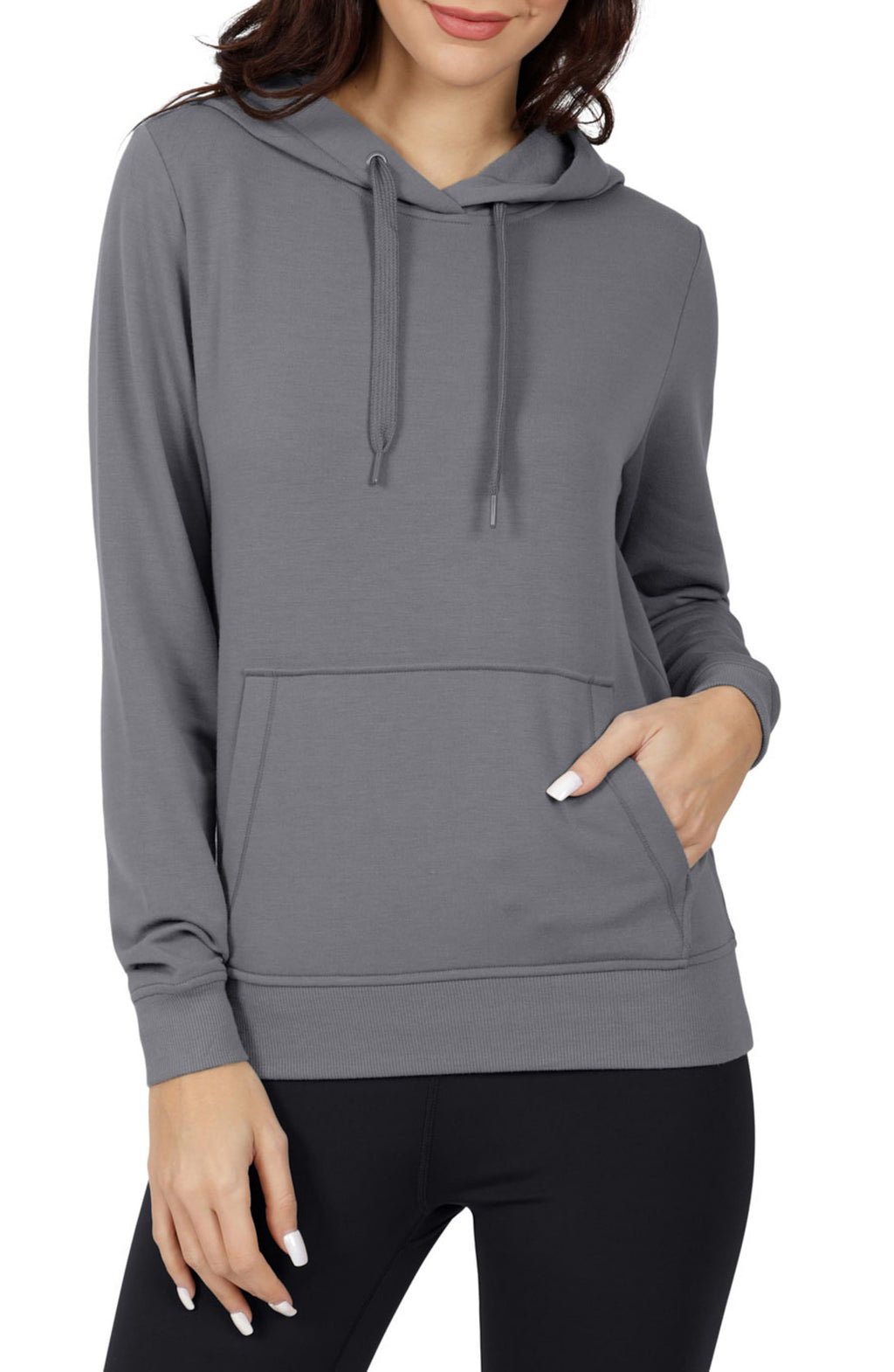 90 DEGREE BY REFLEX Terry Brushed Pullover Hoodie, Main, color, STORMY WEATHER