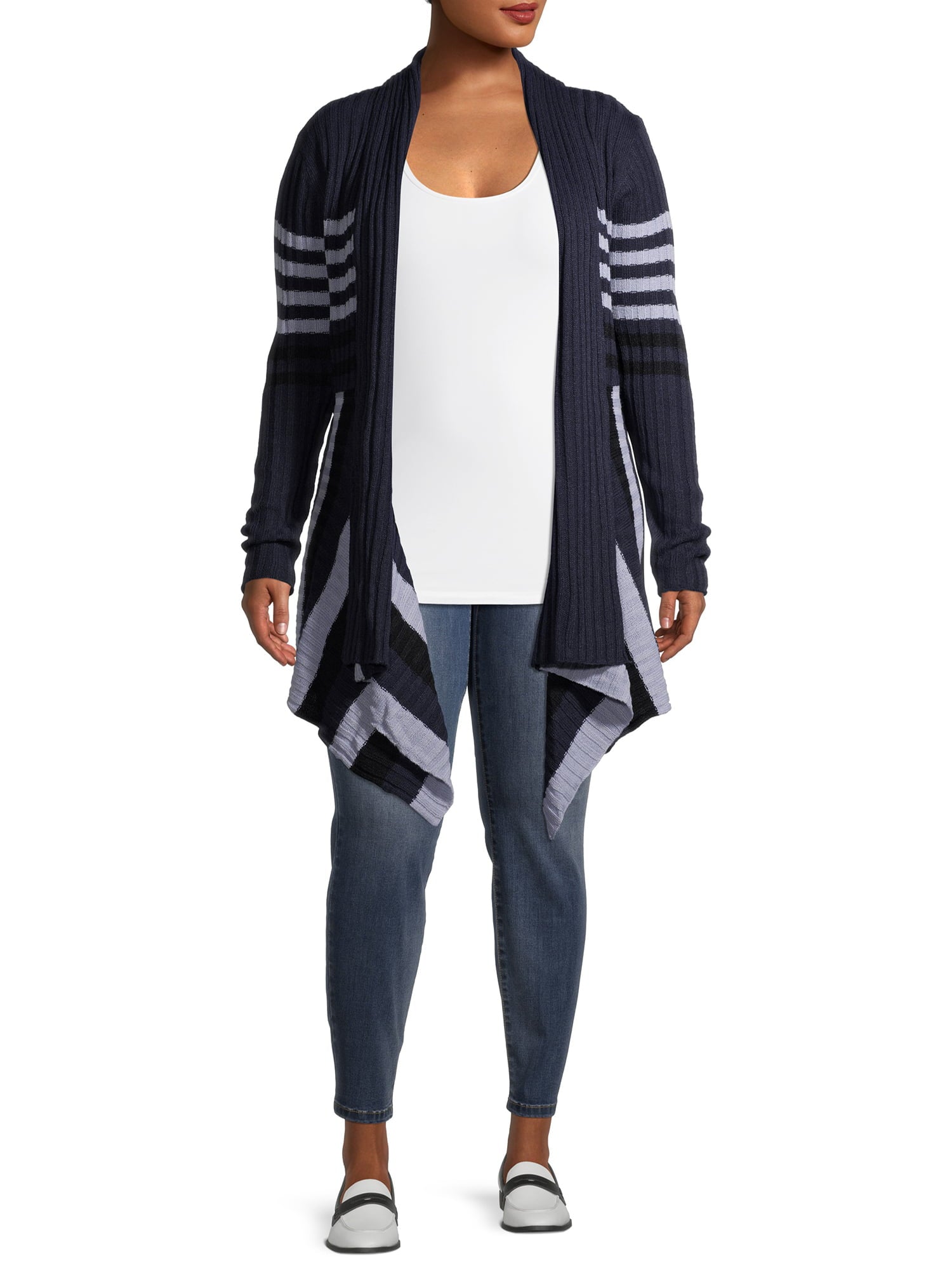 What's Next Women's and Women's Plus Size Ribbed Flyaway Cardigan - image 6 of 7