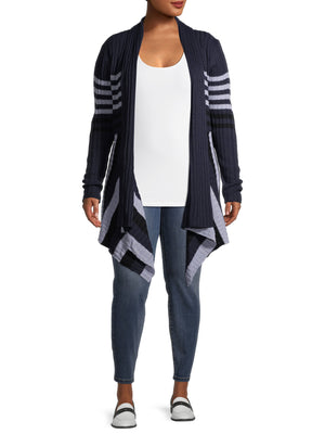 What's Next Women's and Women's Plus Size Ribbed Flyaway Cardigan - image 9 of 10