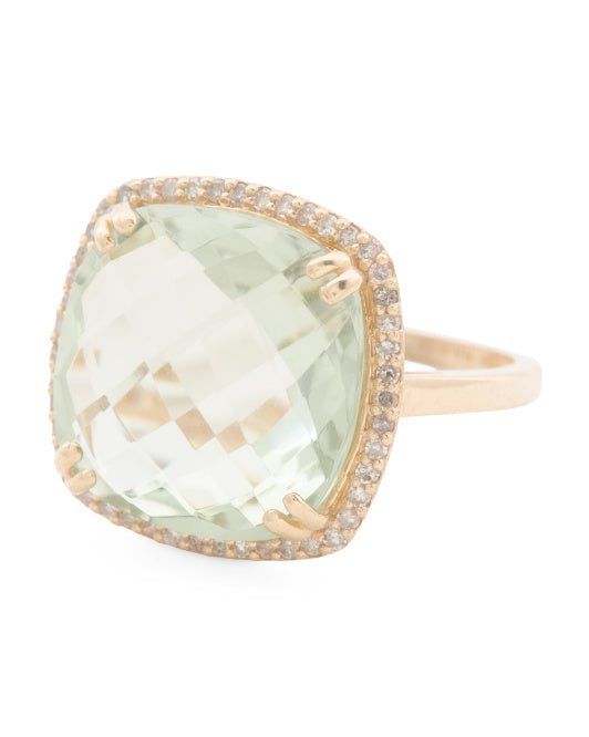 14kt Gold Green Amethyst Faceted Cocktail Ring