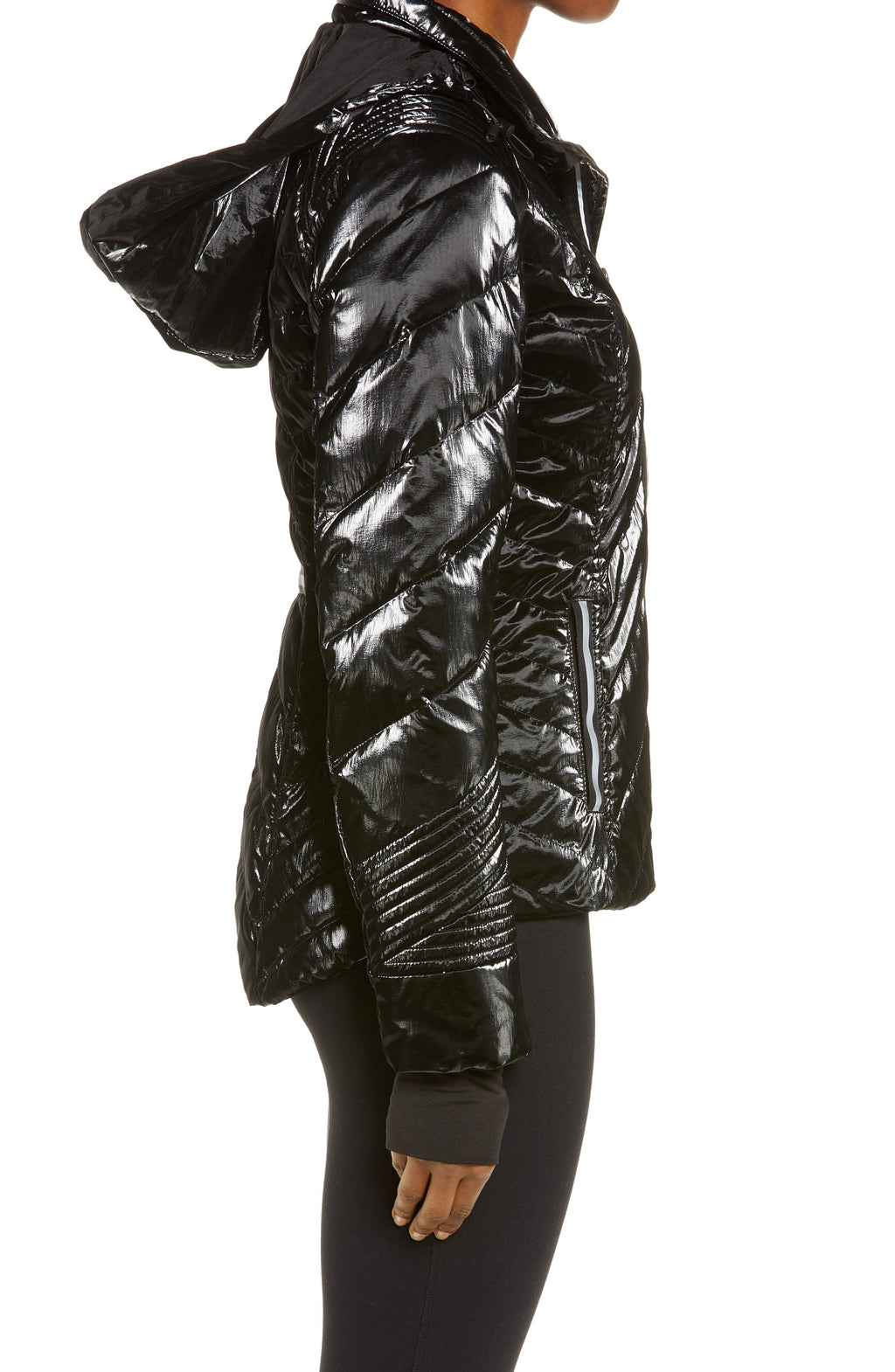 BLANC NOIR Reflective Down Puffer Jacket, Main, color, BLACK
