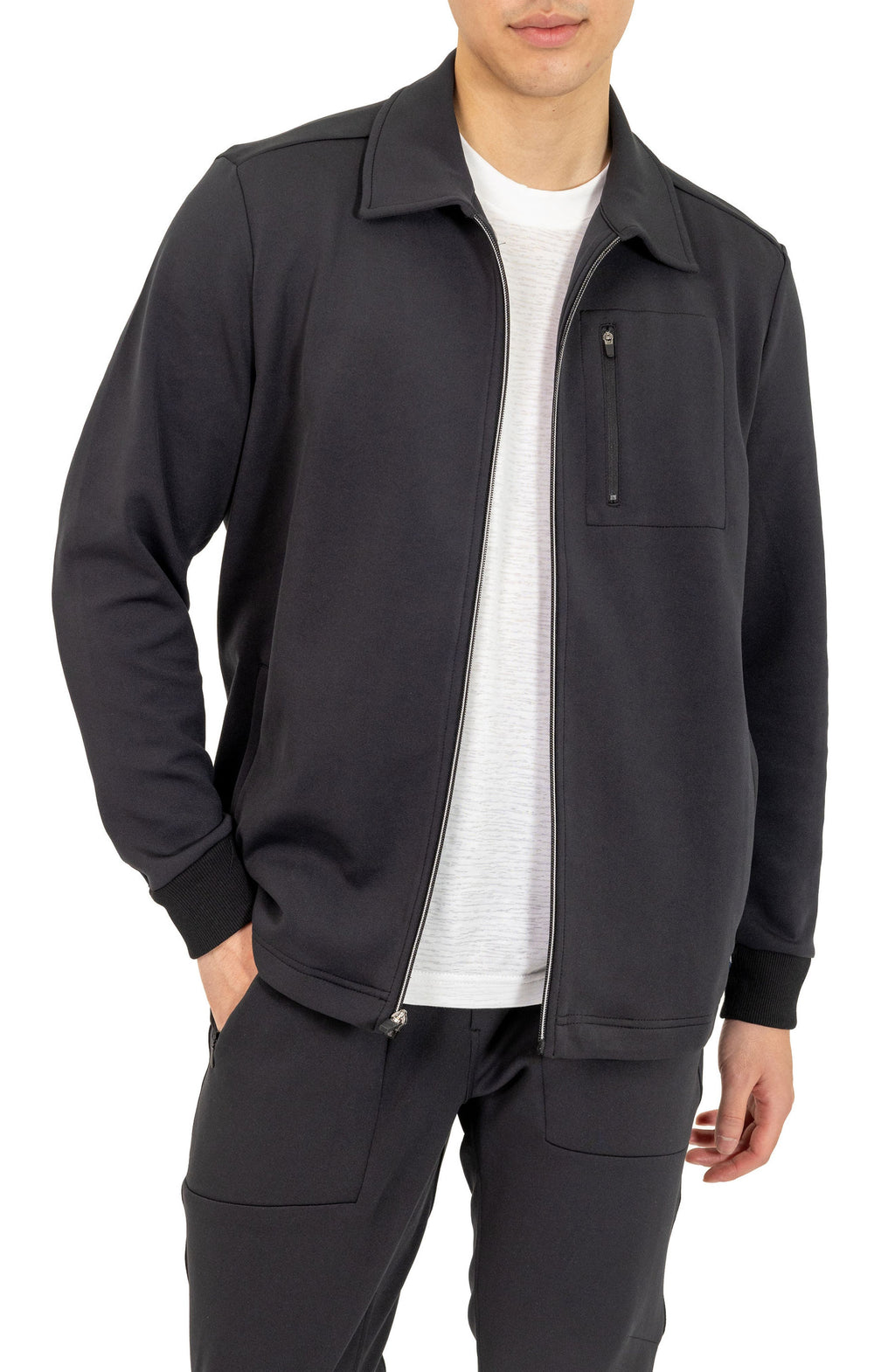 PINO BY PINOPORTE Stretch Cotton Blend Jacket, Main, color, Black