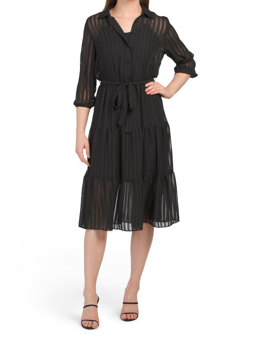 Shadow Stripe Midi Dress