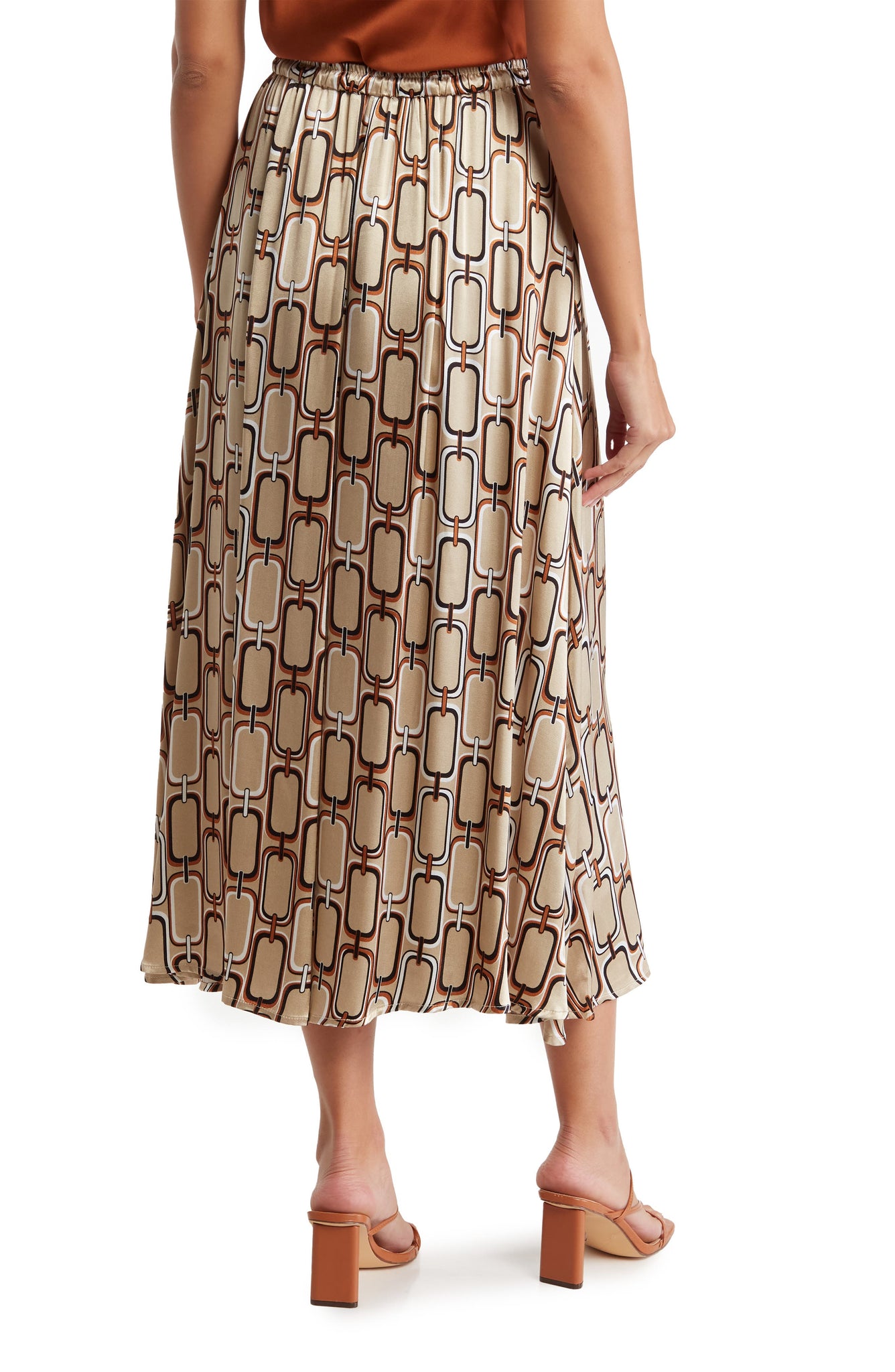T Tahari Satin A-Line Skirt, Alternate, color, CREAM CHAIN