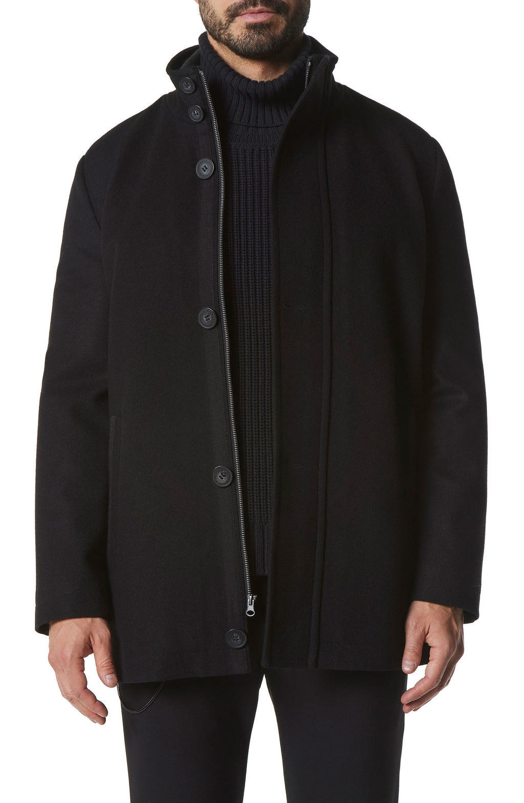 Marc New York Dorsey Wool Blend Car Coat, Main, color, BLACK