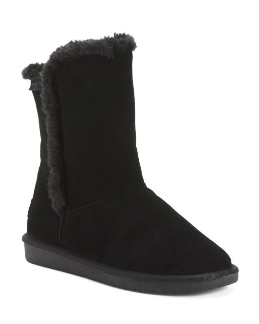 Suede Faux Fur Trim Boots