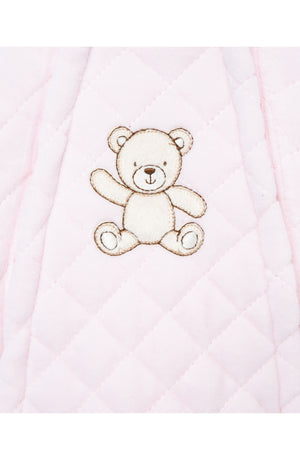 LITTLE ME Quilted Bear Hooded Footie, Alternate, color, PINK