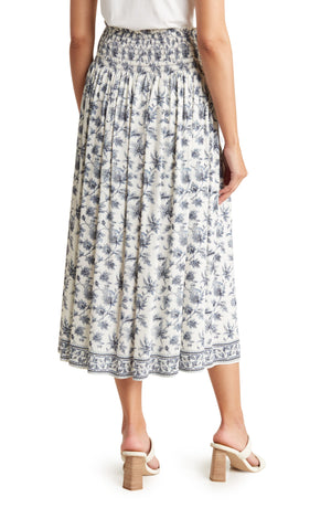 MAX STUDIO Printed Rayon Maxi Skirt, Alternate, color, ECRU/ DENIM CHINTZY RAMBLER