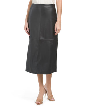 main image of Faux Leather Midi Skirt