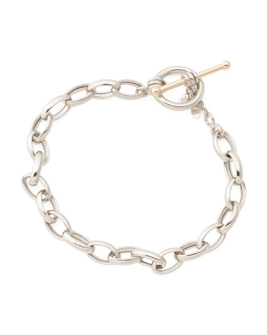 Made In Italy Sterling Silver Link Toggle Bracelet