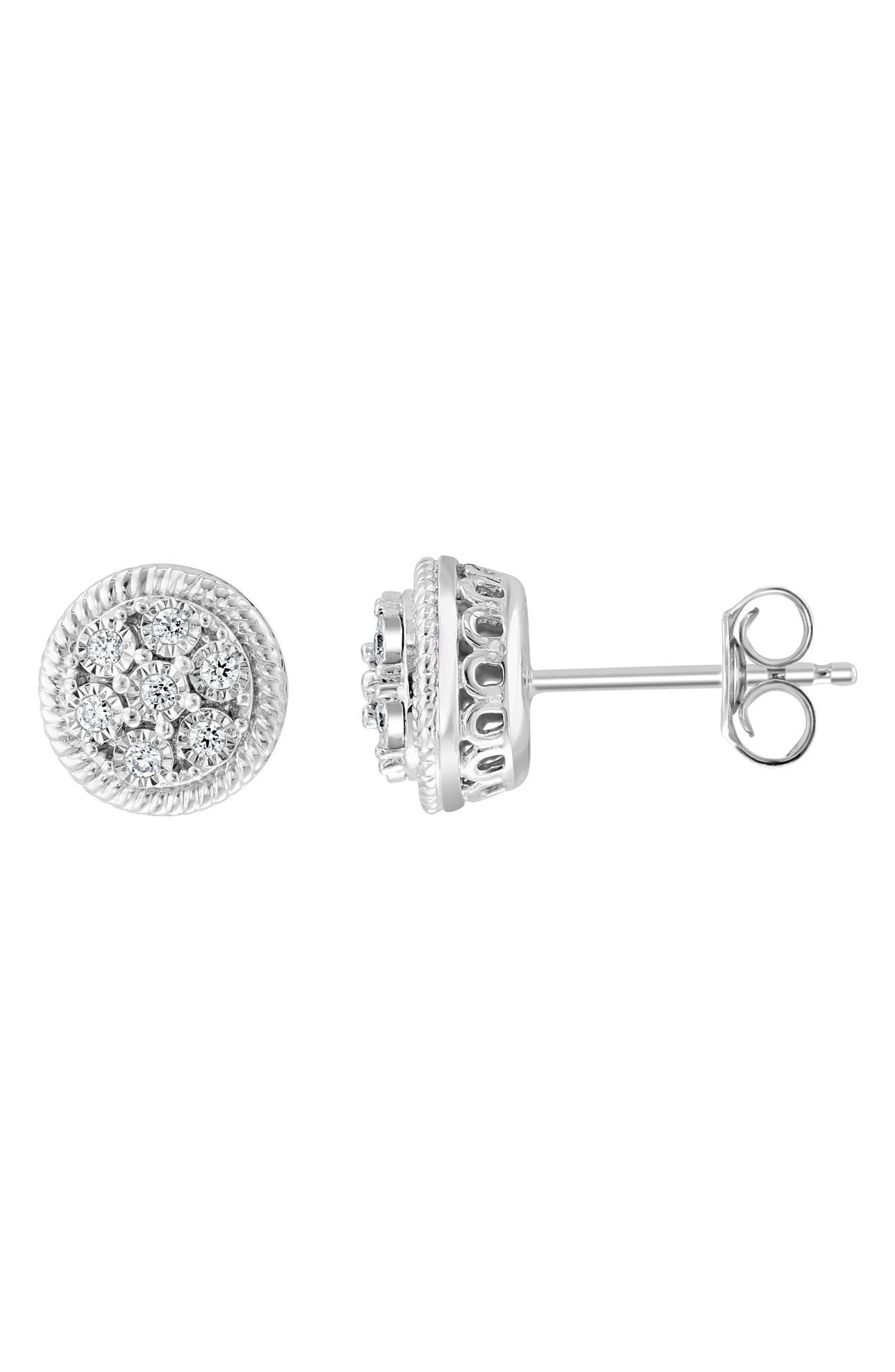 EFFY Sterling Silver Round Diamond Stud Earrings - 0.09 ctw., Alternate, color, WHITE