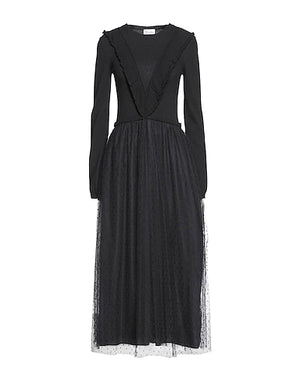 REDValentino Midi dress Black 35% Polyamide, 30% Viscose, 30% Wool, 5% Cashmere