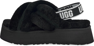 UGG<sup>®</sup> Disco Cross Genuine Shearling Slide, Alternate, color, BLACK