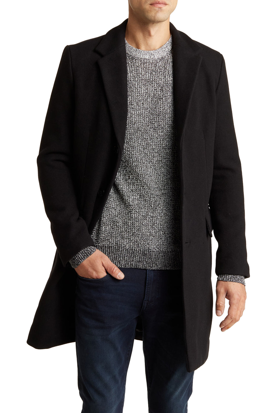 Slate & Stone Wool Blend Coat, Main, color, BLACK
