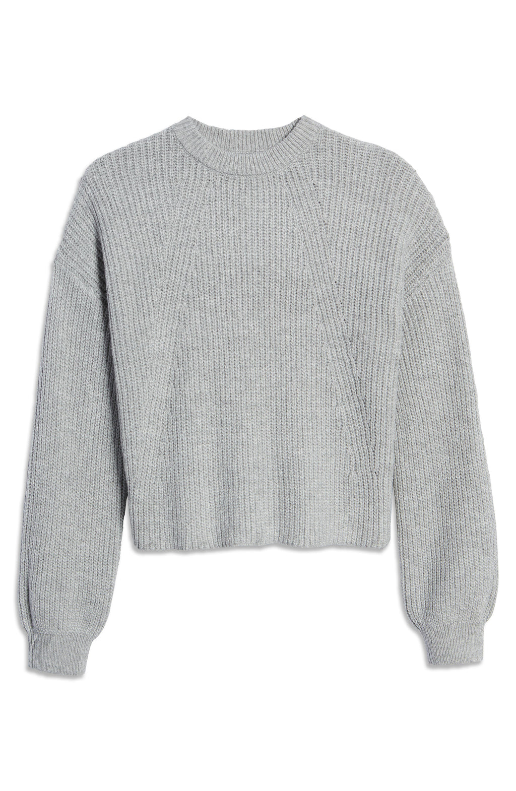BP. Rib Crop Crewneck Sweater, Alternate, color, GREY HEATHER