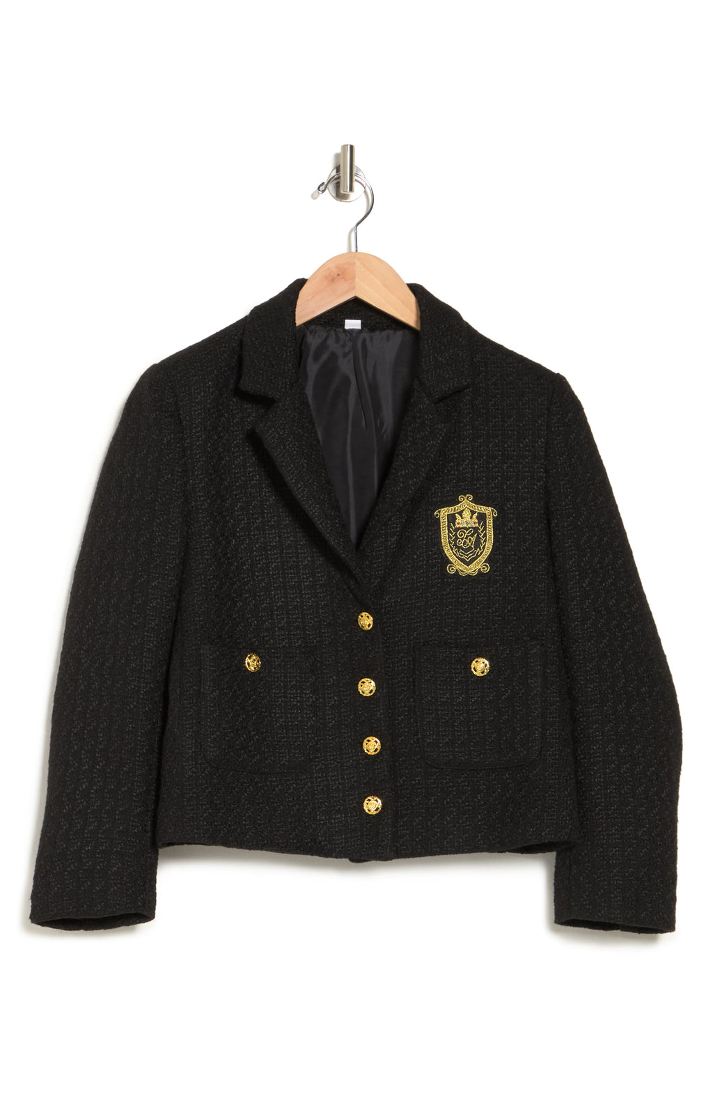 PLM Single Breasted Tweed Jacket, Main, color, BLACK