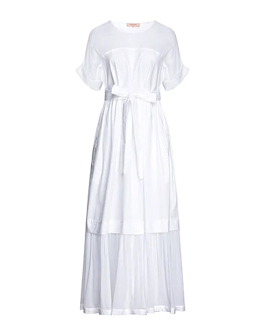 TWINSET Midi dress White 96% Cotton, 4% Elastane, Viscose