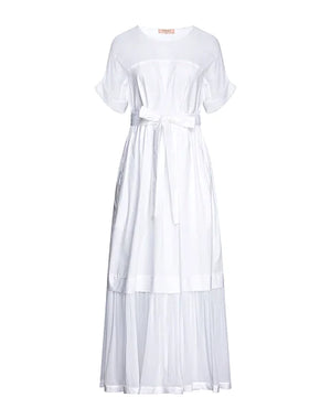TWINSET Midi dress White 96% Cotton, 4% Elastane, Viscose