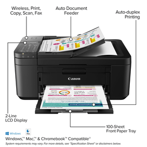 image 1 of Canon PIXMA TR4722 All-in-One Wireless Printer for Home use, with Auto Document Feeder, Mobile Printing and Built-in Fax, Black