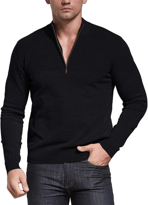 Iceglad Mens Slim Fit Zip Up Mock Neck Polo Sweater Casual Long Sleeve Sweater and Pullover Sweaters with Ribbing Edge - image 4 of 7
